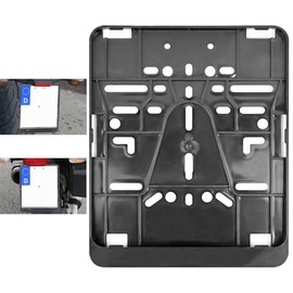 Motorcycle License Plate Holder, 180 x 200 mm, Motorcycle License Plate Holder, Plastic Number Plate Frame, Black, for Motorcycle, Scooter, Stable and Easy to Assemble