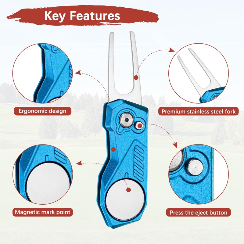 TIXIPEM Golf Divot Repair Tool- Switch Foldable Divot Tool with