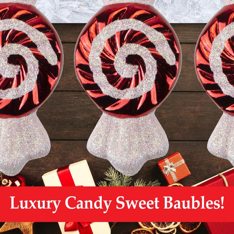 VFM - Red & White 10cm Sweet Baubles Swirl Candy