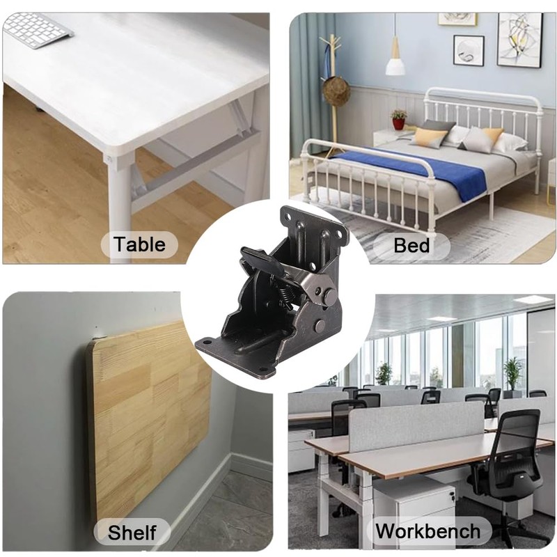 NICAVKIT 4 Pack Folding Brackets for Table Bed Leg Feet,