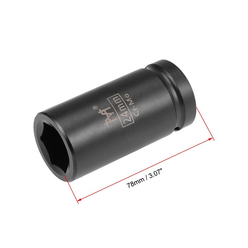 sourcing map 3/4-Inch Drive by 24mm Deep Impact Socket, 6-Point,