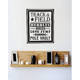 Decorating Ideas Wall Decal Sticker Track & Field Hurdles Discus Long Jump Running Image Sports Quote Size : 16x25