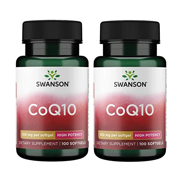Swanson CoQ10 - Coenzyme Q10 Supplement - (100 Softgels, 100mg Each) 2 Pack