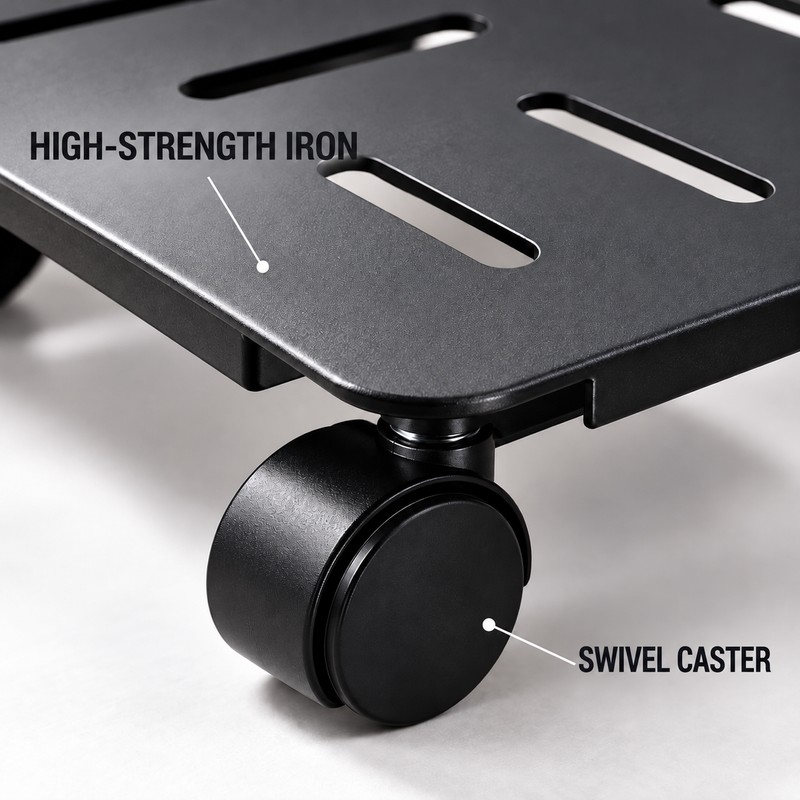 Rolling Metal Plant Caddy with 360° Swivel Wheels for Indoor