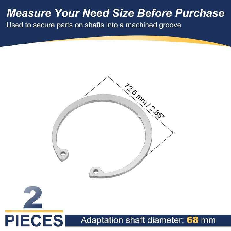 PATIKIL 68mm ID Internal Retaining Rings, 2 Pcs E-Clip Snap