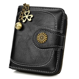Urban & Chic Vintage Style Bi-Fold Ladies Wallet/Purse with Zip Pocket, Multiple Slots Women's Wallet/Purse (Black)
