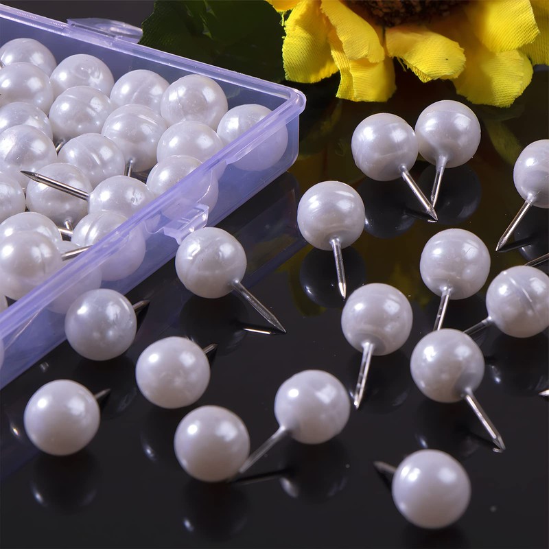 VAPKER Pearl White Card Push Pins Large 9.5mm Round Head