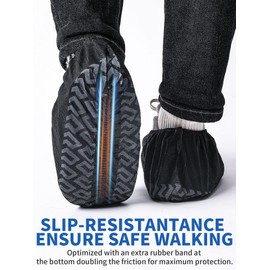 X-Large 50 Pack Shoe Covers Disposable Non-Slip, Black Non-Woven Fabric Boot Covers for Indoors Breathable Slip Resistant Durable Boot, Stretchable Fits Up to Size 13 US Men (Black 50 Pcs (XL))
