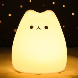Niedliche Katzenlampe, Kinder-Nachtlicht für Mädchenzimmer, 7 Farben Kitty-Lampe für Baby Kleinkind Teenager Kinder Jungen, Tragbares Silikon Weiches Kawaii-Nachtlicht Kinderzimmer Dekor