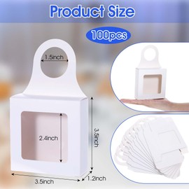 100 PCS Kraft Paper Wine Bottle Boxes with Transparent Window Hanger Foldable Wine Bottle Empty Gift Boxes with Hanger for Valentines Christmas Candy Truffles Chocolate Cookies Packing, White