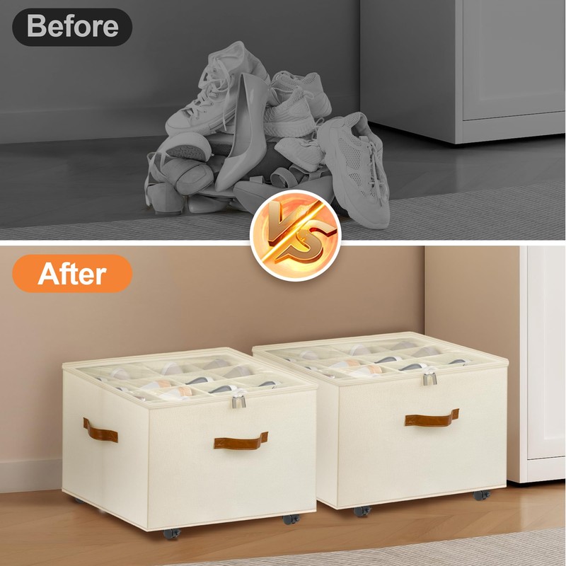 Shoe Organizer for Closet, 2 Pack Shoe Storage Organizer with