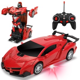AXIDUN Carro de Control Remoto para Niños,Coche Teledirigido Robot Transformable con un Solo Toque con LED Luz,Giro de 360° y Derrape,Carro de Control Remoto de 2,4 GHz,Regalo Ideal para Niños.