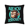 Are You Serious Grumpy Funny Monkey Meme Humor Throw Pillow