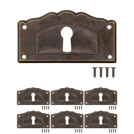 FUXXER® 6 x Antique Key Signs, Lock Rosettes, Vintage Brass, 63 x 34 mm