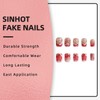 SINHOT Flower Press on Nails Short Square Spring French Fake