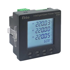 Intelligent Power Meter 3 Phase Current Voltage Power Meter for 3P4L,3P3L Power Grid Programmable Electric Power Meter Electricity Usage Monitor with RS485 Communication & LCD Display