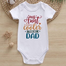Guzcadun My Aunt Is Cooler Than My Dad Baby Clothes gender neutral aunties bestie baby clothes girl boy, Aunt Cooler Than Dad White, 3-6 Months