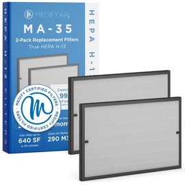 Medify MA-35 Air Purifier with True HEPA H13 Filter | 1,280 ft² Coverage in 1hr for Allergens, Smoke, Wildfires, Odors, Pollen, Pet Dander | Quiet 99.9% Removal to 0.1 Microns | Black, 2-Pack