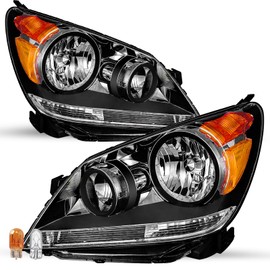 SOCKIR Headlight Assembly Replacement Pair for 2005-2010 Honda Odyssey [Factory Halogen Type] Headlamp (Black Housing)