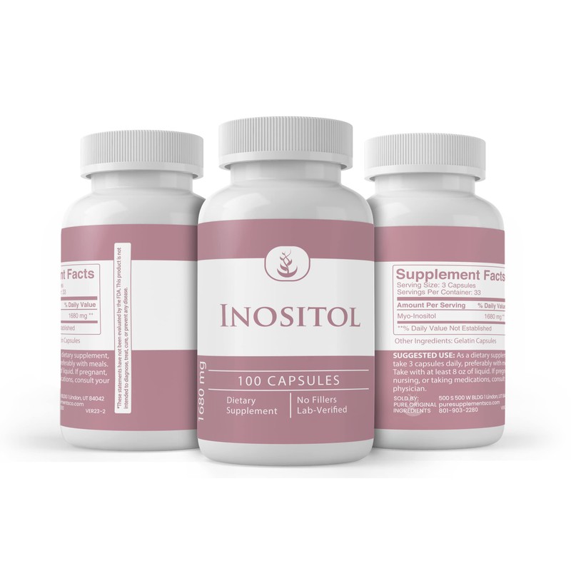PURE ORIGINAL INGREDIENTS Inositol, (100 Capsules) Always Pure, No Additives