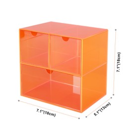 Gelite Desk Organizer with 3 Storage Drawers for Makeup Office Acrylic Desktop Drawer Organizer for Vanity Office Organization and Storage Box, Neon Orange