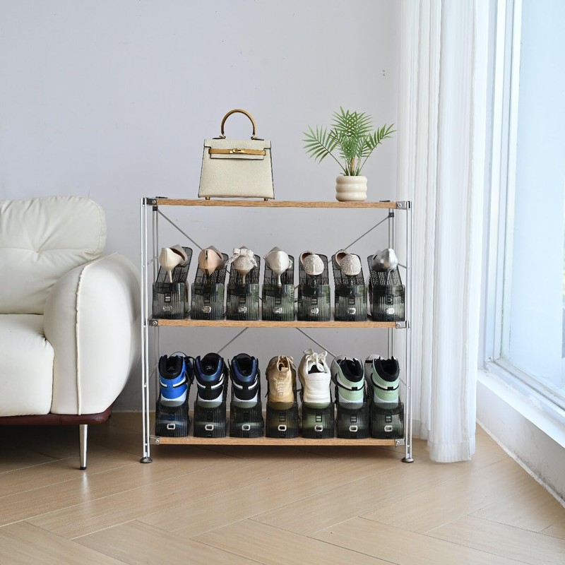 Uni HIMO Shoe Slots Organizer, Clear Shoe Stacker, Adjustable Level