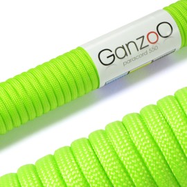 Ganzoo © Paracord 550 Rope, Neon Green, 4 mm, Cord Type 3, Nylon & Polyester, Ideal for Crafting Dog Lead/Collar, Bracelet, Camping, Survival and Outdoor Use, 15 m, All-Purpose Rope, 7 Inner Strands