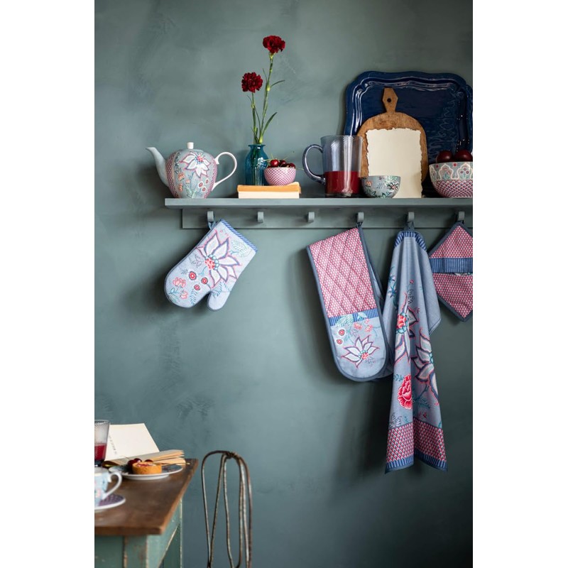 Pip Studio Oven Glove Flower Festival Blue 29 x 15
