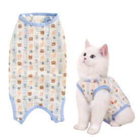 Soft Cat Clothing Made of Cotton, Cat Sweater Vest for Full Belly Protection, Knitted Sweater for Cats with Cute Pattern, Fashionable Cat Bodysuit, Summer Pet Clothing for Small Dogs & Cats (S)