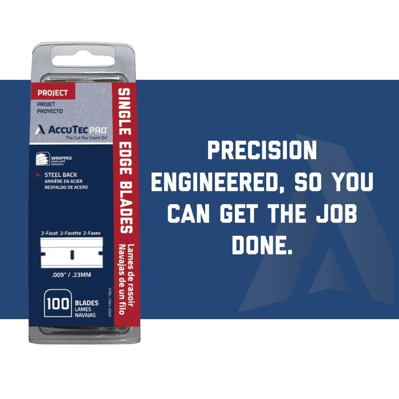 AccuTec Pro Steel Single Backed Edge Razor Utility Blades -