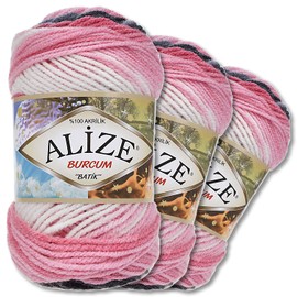Alize 3 x 100 g Burcum Batik Premium Wool 100% Acrylic 29 Colours Gradient Accents (1602)