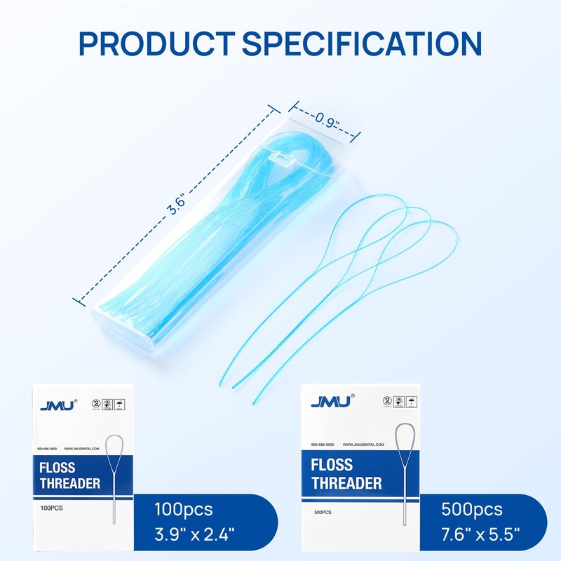 JMU Floss Threaders, Dental Floss Threader for Braces, Bridges, Implants,