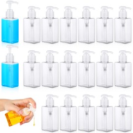 Domensi 24 Pcs 3.4 oz Travel Bottles Small Dispenser Bottles Shampoo and Conditioner Bottles Square Empty Plastic Pump Bottle Dispenser Travel Size Containers Camping Travel (Clear)