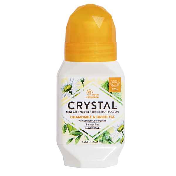 Mineral Roll on Vegan Deodorant for Women and Men, Chamomile & Green Tea - 2.25 fl. oz. (Packaging May Vary)