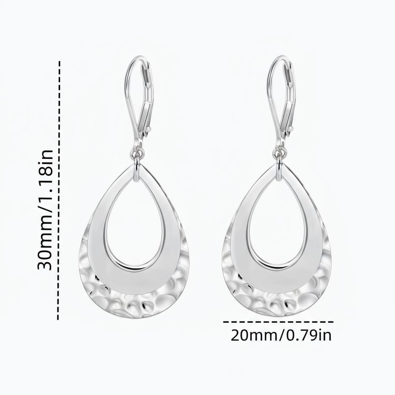 Gemynix 14k Gold Plated Double Teardrop Dangle Earrings for Women