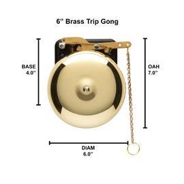 Bevin Bells Brass Trip Gong | Traditional Prize Fighter 6" Boxing Bell | Loud & Made of Steel & Brass | Boxing Training and Warning Device in One | Man Cave/Bar Accessory | Made in USA
