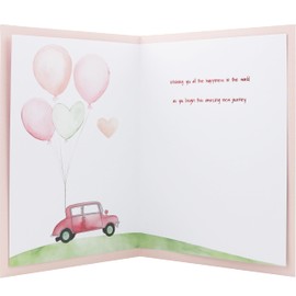 TzenvoGift Bridal Shower Card for Bride to be – Wedding Shower card – Double-Layer Greeting Card with Gold & Silver Foil Hearts and Red-Gold Foil Text