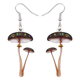 WEVENI Acrylic Cute Mushroom Earrings Drop Dangle Fashion Jewelry for Women Girls Party Gifts (Black)