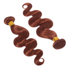 Benehair Human Hair Bundles 22 Inch Brazilian Body Wave Bundles 1 Bundle Dark Auburn Weave Bundles Human Hair Sew in Hair Extensions Real Human Hair Wavy Curly Bundles #33 100g, 3.5274 Ounce