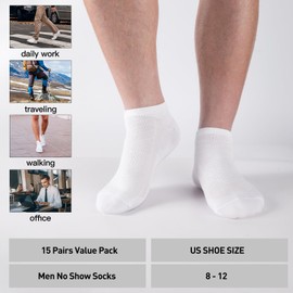 EverKnits 15 Pairs Lightweight Low Cut Socks Men/Women - Breathable Bulk Thin No Show Sock Ankle Socks Men Value Pack