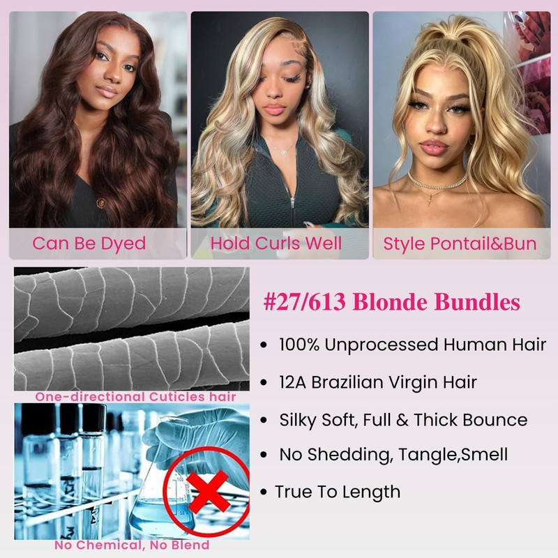 #613 Light Blonde Body Wave 4x4 HD Transparent Lace Closure