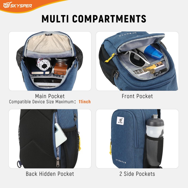 SKYSPER Sling Bag Anti Theft Crossbody Backpack RFID Lightweight Travel