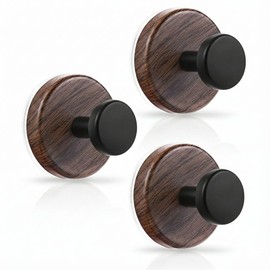 Wreath Hangers for Front Door, 3-Pack Walnut Adhesive Hooks