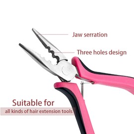 Hair Extension Plier 3 Holes Mini Plier for Micro Link Nano Ring opener and Removal Tool for Professional Hair Styling Tools Accessory (Pink Plier - 1Pc)
