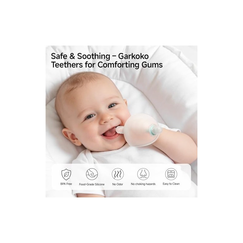 Garkoko Baby Teething Toys, No-Drop Silicone Baby Teether Toy for