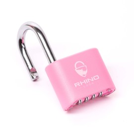 Rhino Lock Secure Lock - Pink 4 Digit Combination Padlock for Gym Locker, School & Work Lockers; Coded and Suitable for Outdoor Use with Fences, Hasps, Sheds & Toolboxes (UK Brand)