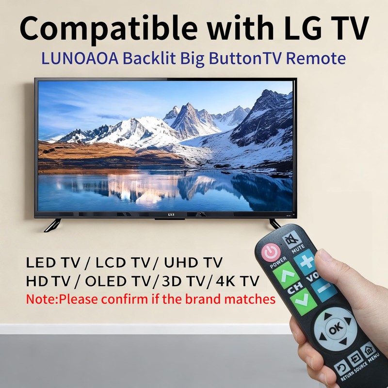 LUNOAOA Backlit Big Button TV Remote Replacement for LG TV