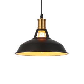 MAXDUYU Retro Pendant Light, Vintage Industrial Style Black Metal Ceiling Light, E27 Socket, Pendant Light for Dining Room, Kitchen, Restaurant, Diameter 27 cm