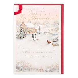 Clintons: Son-in-Law & Daughter-in-Law Christmas Card with Snowy House