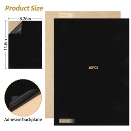 Amzlysdok 10PCS Black Felt Sheets with Self-Adhesive Backing,Soft Felt Fabric, Durable and Wear-Resistant for Crafts, Jewelry Box Lining, Home Décor, and DIY Projects (8.3"x11.8")